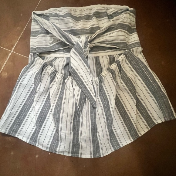 Socialite Large White And Gray TUBE Camisole Strapless Women's Top - Picture 6 of 8